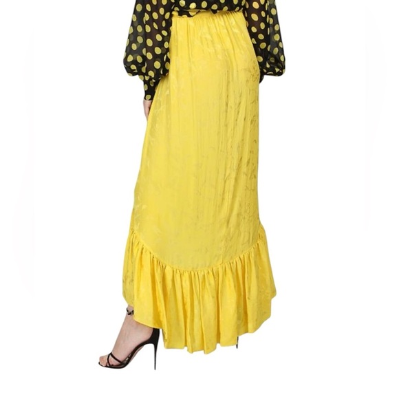 ATTICO Asymmetric Jacquard Ruffle yellow skirt - Picture 2 of 10